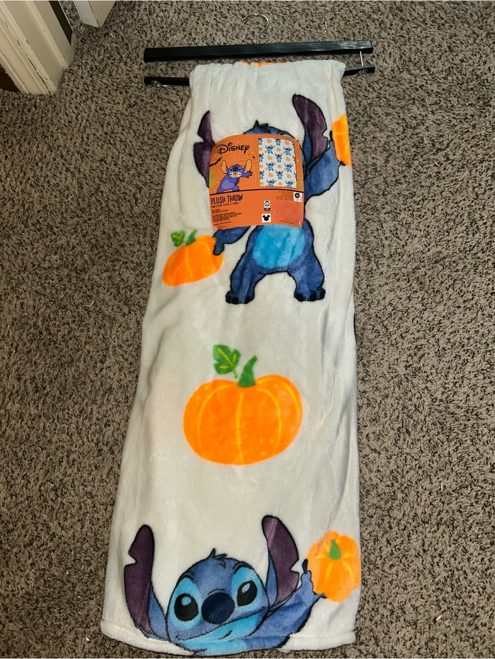 Disney Stitch Pumpkin Plush Halloween Throw Blanket